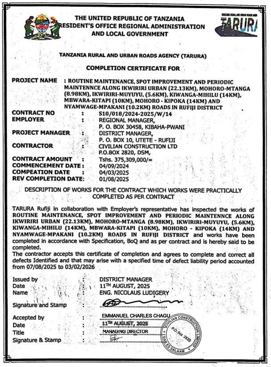Preview of Certificate of Completion